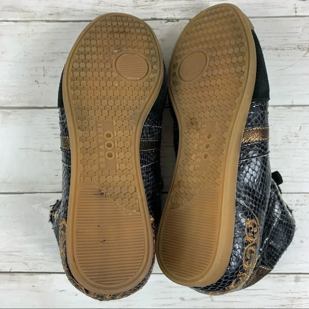 Serafini Luxury Sneakers Snake High Top Wedge 38